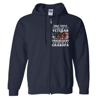 Proud Grandpa Veteran American Flag Gifts VeteranS Day Full Zip Hoodie