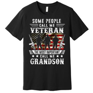 Proud Grandson Veteran American Flag Gifts VeteranS Day Premium T-Shirt