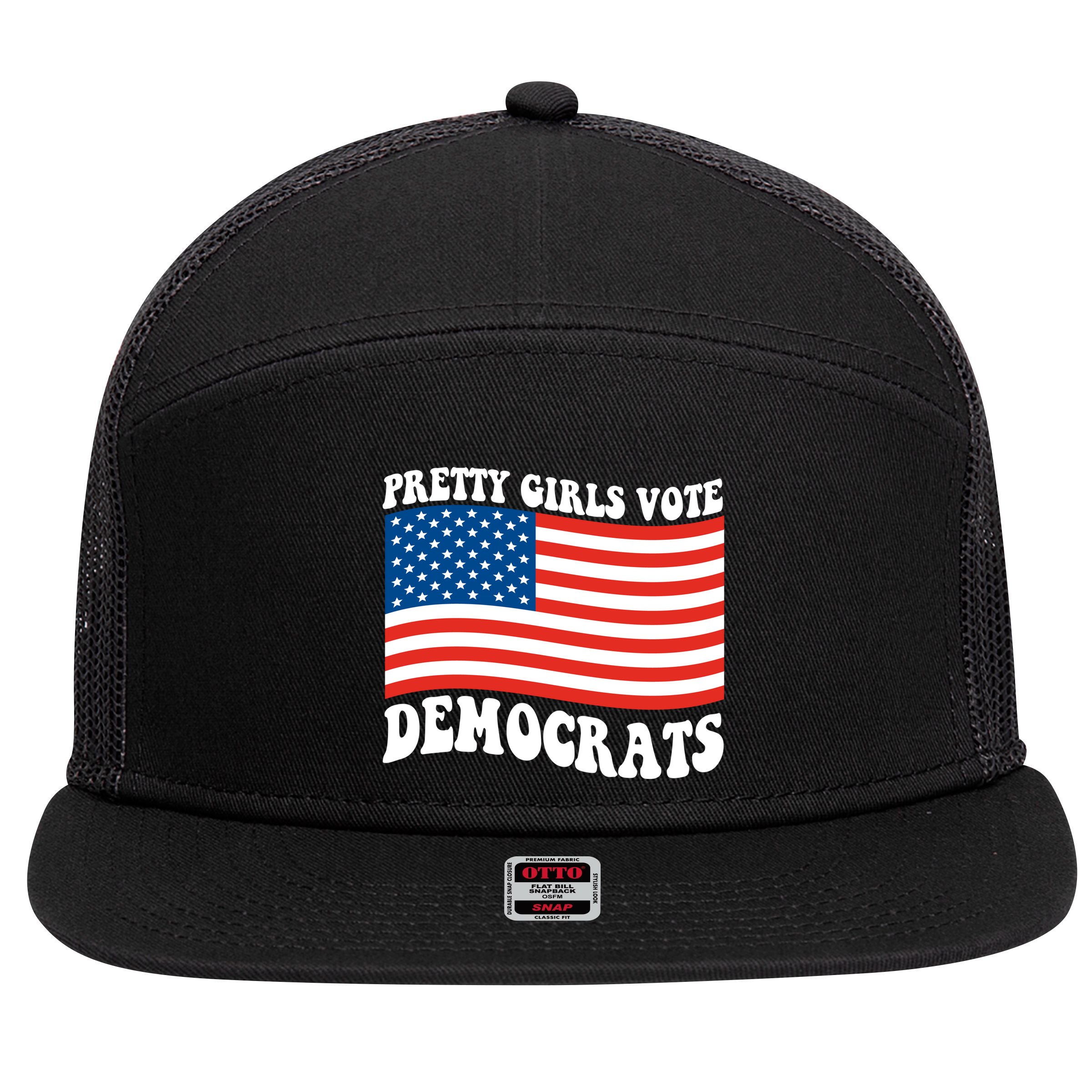 Pretty Girls Vote Democrats 7 Panel Mesh Trucker Snapback Hat