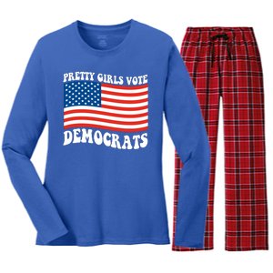 Pretty Girls Vote Democrats Women's Long Sleeve Flannel Pajama Set 