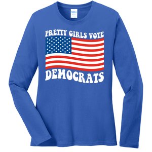 Pretty Girls Vote Democrats Ladies Long Sleeve Shirt