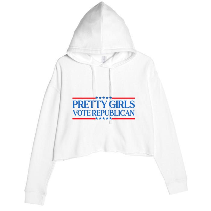 Pretty Girl Vote Republican Funny Saying Crop Fleece Hoodie