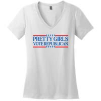 Pretty Girl Vote Republican Funny Saying Women's V-Neck T-Shirt