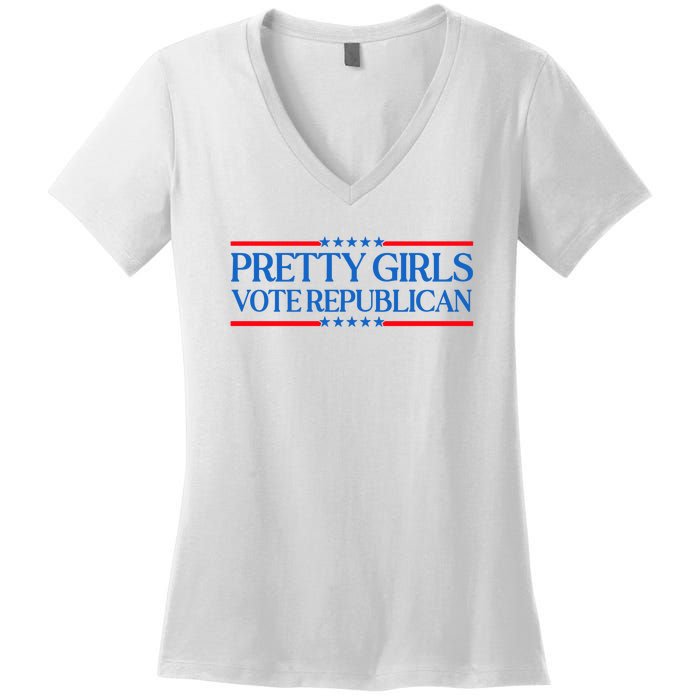 Pretty Girl Vote Republican Funny Saying Women's V-Neck T-Shirt