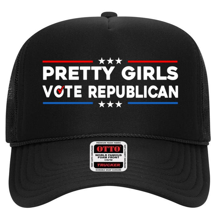 Pretty Girl Vote Republican High Crown Mesh Back Trucker Hat