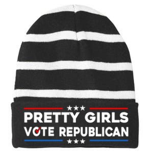 Pretty Girl Vote Republican Striped Beanie with Solid Band