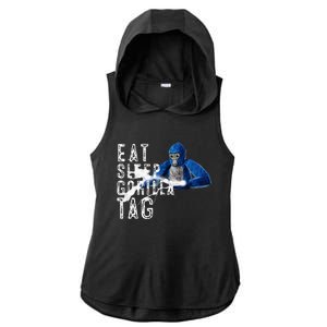 Playful Gorilla VR Gamer Funny Eat Sleep Gaming Ladies PosiCharge Tri-Blend Wicking Draft Hoodie Tank