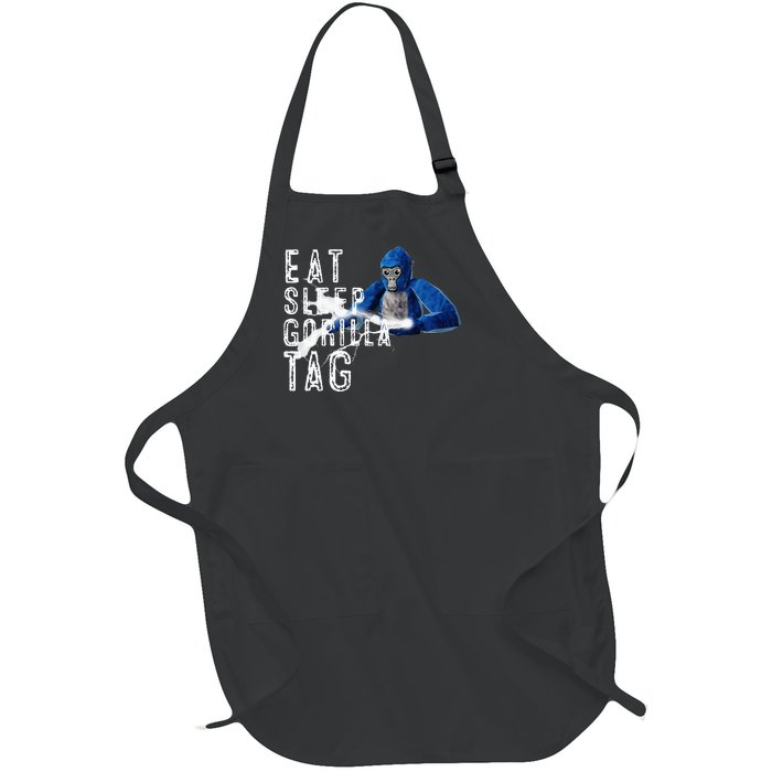 Playful Gorilla VR Gamer Funny Eat Sleep Gaming Full-Length Apron With Pockets