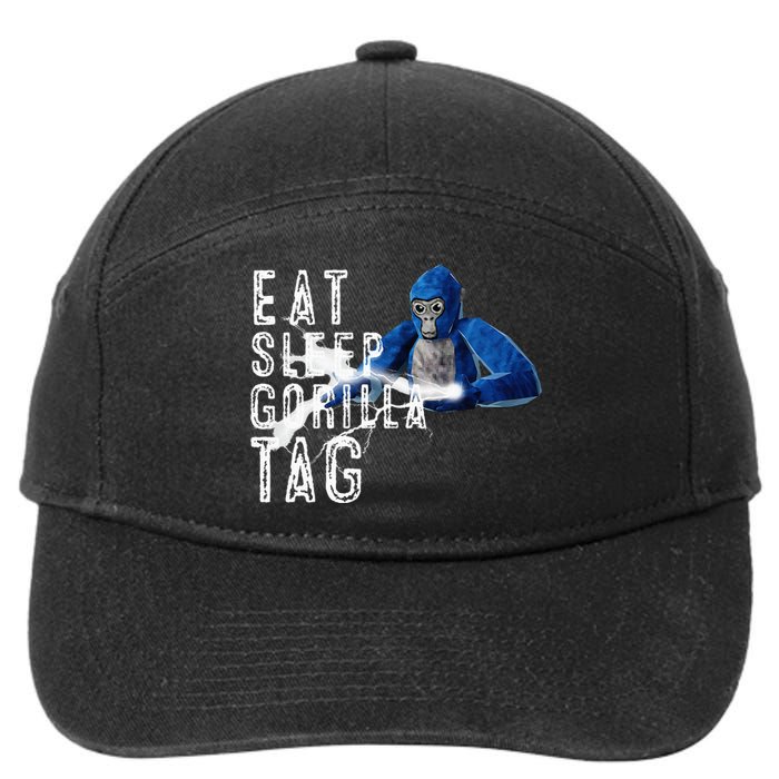 Playful Gorilla VR Gamer Funny Eat Sleep Gaming 7-Panel Snapback Hat