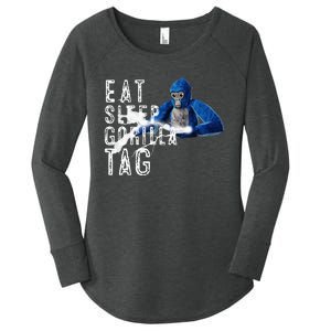 Playful Gorilla VR Gamer Funny Eat Sleep Gaming Women's Perfect Tri Tunic Long Sleeve Shirt