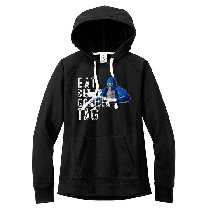 Playful Gorilla VR Gamer Funny Eat Sleep Gaming Women's Fleece Hoodie