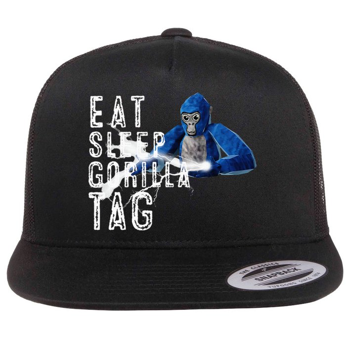 Playful Gorilla VR Gamer Funny Eat Sleep Gaming Flat Bill Trucker Hat