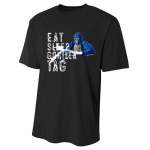 Playful Gorilla VR Gamer Funny Eat Sleep Gaming Performance Sprint T-Shirt