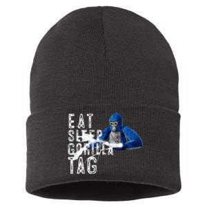 Playful Gorilla VR Gamer Funny Eat Sleep Gaming Sustainable Knit Beanie