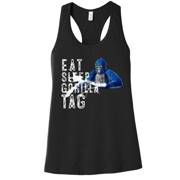 Playful Gorilla VR Gamer Funny Eat Sleep Gaming Women's Racerback Tank