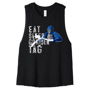 Playful Gorilla VR Gamer Funny Eat Sleep Gaming Women's Racerback Cropped Tank