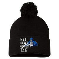 Playful Gorilla VR Gamer Funny Eat Sleep Gaming Pom Pom 12in Knit Beanie