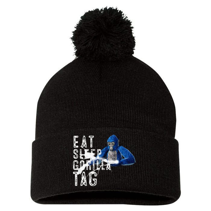 Playful Gorilla VR Gamer Funny Eat Sleep Gaming Pom Pom 12in Knit Beanie