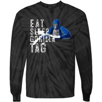 Playful Gorilla VR Gamer Funny Eat Sleep Gaming Tie-Dye Long Sleeve Shirt