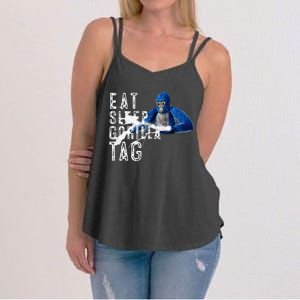 Playful Gorilla VR Gamer Funny Eat Sleep Gaming Women's Strappy Tank