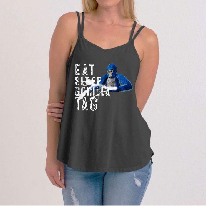 Playful Gorilla VR Gamer Funny Eat Sleep Gaming Women's Strappy Tank