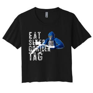 Playful Gorilla VR Gamer Funny Eat Sleep Gaming Women's Crop Top Tee