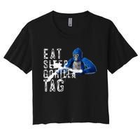 Playful Gorilla VR Gamer Funny Eat Sleep Gaming Women's Crop Top Tee