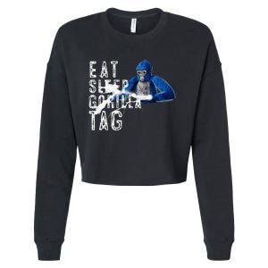 Playful Gorilla VR Gamer Funny Eat Sleep Gaming Cropped Pullover Crew