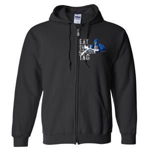 Playful Gorilla VR Gamer Funny Eat Sleep Gaming Full Zip Hoodie