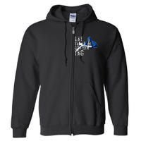 Playful Gorilla VR Gamer Funny Eat Sleep Gaming Full Zip Hoodie