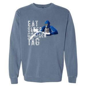 Playful Gorilla VR Gamer Funny Eat Sleep Gaming Garment-Dyed Sweatshirt