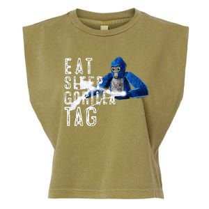 Playful Gorilla VR Gamer Funny Eat Sleep Gaming Garment-Dyed Women's Muscle Tee