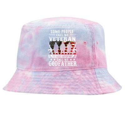 Proud Godfather Veteran American Flag Gifts VeteranS Day Tie-Dyed Bucket Hat