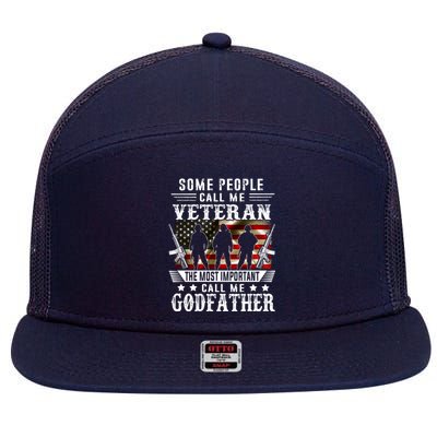 Proud Godfather Veteran American Flag Gifts VeteranS Day 7 Panel Mesh Trucker Snapback Hat