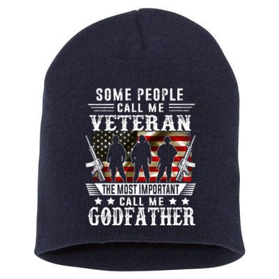 Proud Godfather Veteran American Flag Gifts VeteranS Day Short Acrylic Beanie