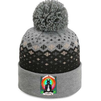 Positive, Good Vibes With A Meditating Rabbit The Baniff Cuffed Pom Beanie