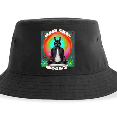 Positive, Good Vibes With A Meditating Rabbit Sustainable Bucket Hat