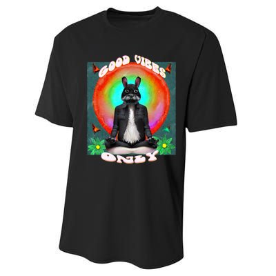 Positive, Good Vibes With A Meditating Rabbit Performance Sprint T-Shirt