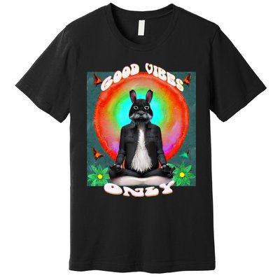 Positive, Good Vibes With A Meditating Rabbit Premium T-Shirt