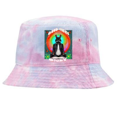 Positive, Good Vibes With A Meditating Rabbit Tie-Dyed Bucket Hat