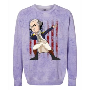 Patriotic George Washington Dabbing Dab Dance 4th Of July Colorblast Crewneck Sweatshirt