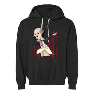 Patriotic George Washington Dabbing Dab Dance 4th Of July Garment-Dyed Fleece Hoodie