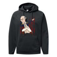 Patriotic George Washington Dabbing Dab Dance 4th Of July Performance Fleece Hoodie