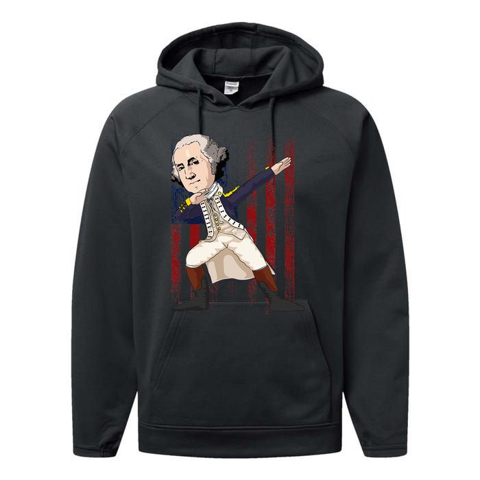 Patriotic George Washington Dabbing Dab Dance 4th Of July Performance Fleece Hoodie