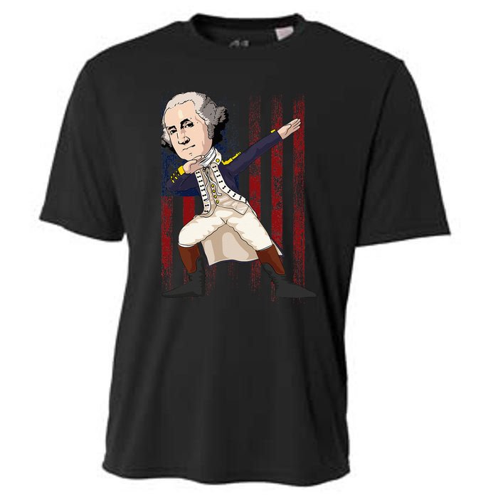 Patriotic George Washington Dabbing Dab Dance 4th Of July Cooling Performance Crew T-Shirt