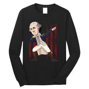 Patriotic George Washington Dabbing Dab Dance 4th Of July Long Sleeve Shirt