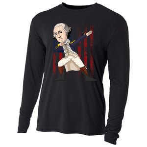 Patriotic George Washington Dabbing Dab Dance 4th Of July Cooling Performance Long Sleeve Crew