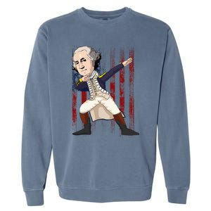 Patriotic George Washington Dabbing Dab Dance 4th Of July Garment-Dyed Sweatshirt