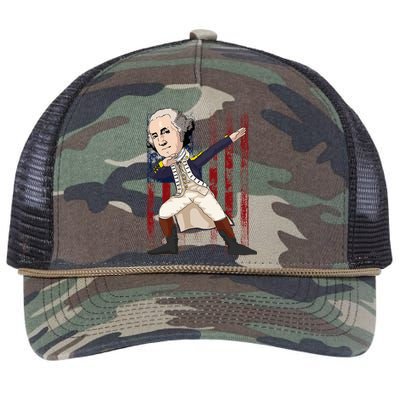 Patriotic George Washington Dabbing Dab Dance 4th Of July Retro Rope Trucker Hat Cap