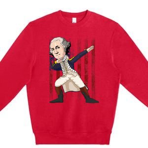 Patriotic George Washington Dabbing Dab Dance 4th Of July Premium Crewneck Sweatshirt